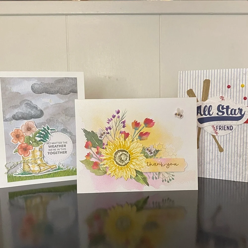 Hand Made 3D Greeting Cards set of 3 with Coordinating Envelopes 4.25”x 5.5”